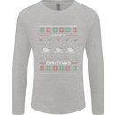 Christmas Swimming Design Mens Long Sleeve T-Shirt Sports Grey