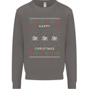 Christmas Swimming Design Mens Sweatshirt Jumper Charcoal