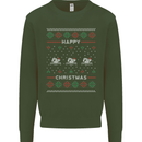 Christmas Swimming Design Mens Sweatshirt Jumper Forest Green