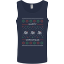 Christmas Swimming Design Mens Vest Tank Top Navy Blue
