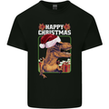 Christmas T-Rex Funny Dinosaur Mens Cotton T-Shirt Tee Top Black