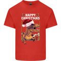 Christmas T-Rex Funny Dinosaur Mens Cotton T-Shirt Tee Top Red