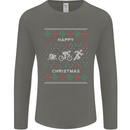 Christmas Triathlon Funny Fitness Gym Mens Long Sleeve T-Shirt Charcoal