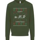 Christmas Triathlon Funny Fitness Gym Mens Sweatshirt Jumper Forest Green