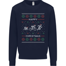 Christmas Triathlon Funny Fitness Gym Mens Sweatshirt Jumper Navy Blue