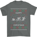 Christmas Triathlon Funny Fitness Gym Mens T-Shirt Cotton Gildan Charcoal