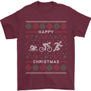 Christmas Triathlon Funny Fitness Gym Mens T-Shirt Cotton Gildan Maroon