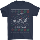 Christmas Triathlon Funny Fitness Gym Mens T-Shirt Cotton Gildan Navy Blue