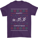 Christmas Triathlon Funny Fitness Gym Mens T-Shirt Cotton Gildan Purple