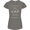 Christmas Triathlon Funny Fitness Gym Womens Petite Cut T-Shirt Charcoal