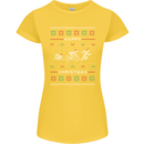 Christmas Triathlon Funny Fitness Gym Womens Petite Cut T-Shirt Yellow