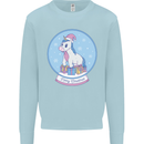 Christmas Unicorn Snow Globe Mens Sweatshirt Jumper Light Blue