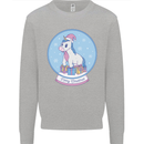 Christmas Unicorn Snow Globe Mens Sweatshirt Jumper Sports Grey