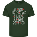 Christmas a Home for Every Shelter Dog Mens Cotton T-Shirt Tee Top Forest Green