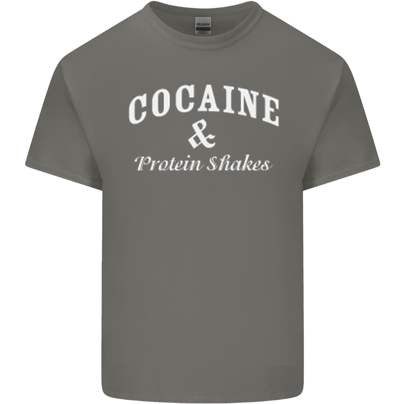 Cocaine and Protein Shakes Gym Drugs Funny Mens Cotton T-Shirt Tee Top Charcoal