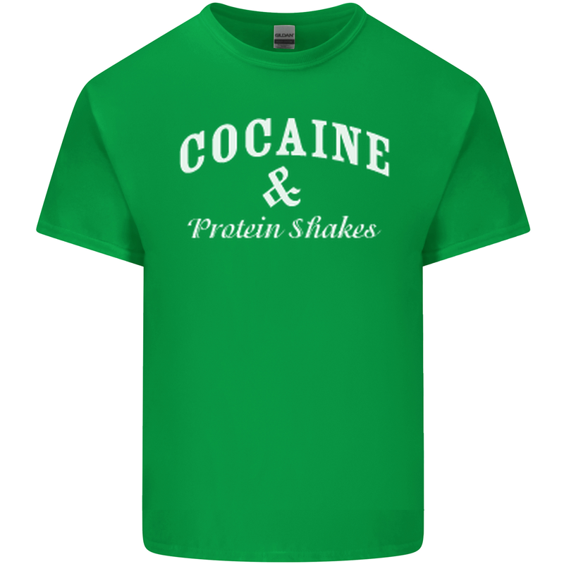 Cocaine and Protein Shakes Gym Drugs Funny Mens Cotton T-Shirt Tee Top Irish Green