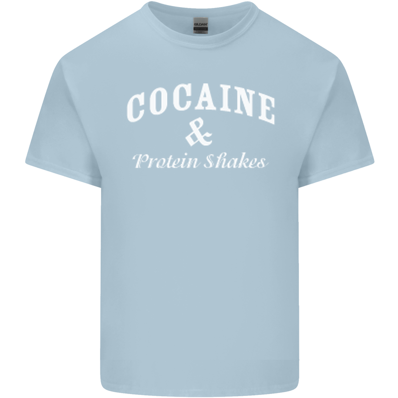 Cocaine and Protein Shakes Gym Drugs Funny Mens Cotton T-Shirt Tee Top Light Blue