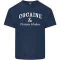 Cocaine and Protein Shakes Gym Drugs Funny Mens Cotton T-Shirt Tee Top Navy Blue