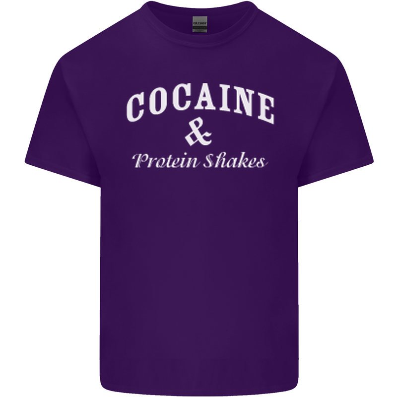 Cocaine and Protein Shakes Gym Drugs Funny Mens Cotton T-Shirt Tee Top Purple