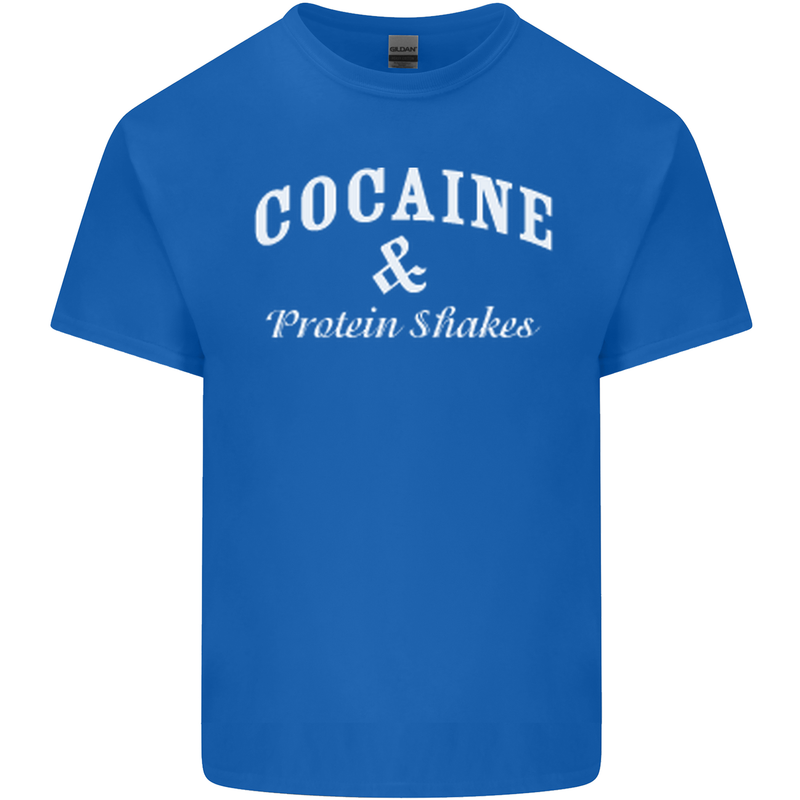 Cocaine and Protein Shakes Gym Drugs Funny Mens Cotton T-Shirt Tee Top Royal Blue
