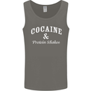 Cocaine and Protein Shakes Gym Drugs Funny Mens Vest Tank Top Charcoal
