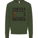 Coffee Needed Funny Addict Kids Sweatshirt Jumper Forest Green