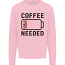 Coffee Needed Funny Addict Kids Sweatshirt Jumper Light Pink