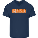 Coffee Periodic Table Chemistry Geek Funny Mens V-Neck Cotton T-Shirt Navy Blue