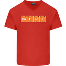 Coffee Periodic Table Chemistry Geek Funny Mens V-Neck Cotton T-Shirt Red