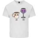 Coffee am Wine pm Funny Alcohol Prosecco Mens Cotton T-Shirt Tee Top White
