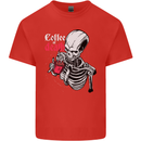 Coffee or Death Skull Mens Cotton T-Shirt Tee Top Red