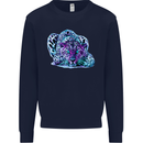 Cololurful Leopard Wild Cat Panther Mens Sweatshirt Jumper Navy Blue