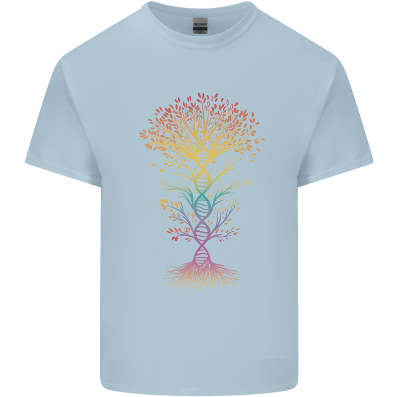 Colourful DNA Tree Biology Science Mens Cotton T-Shirt Tee Top Light Blue