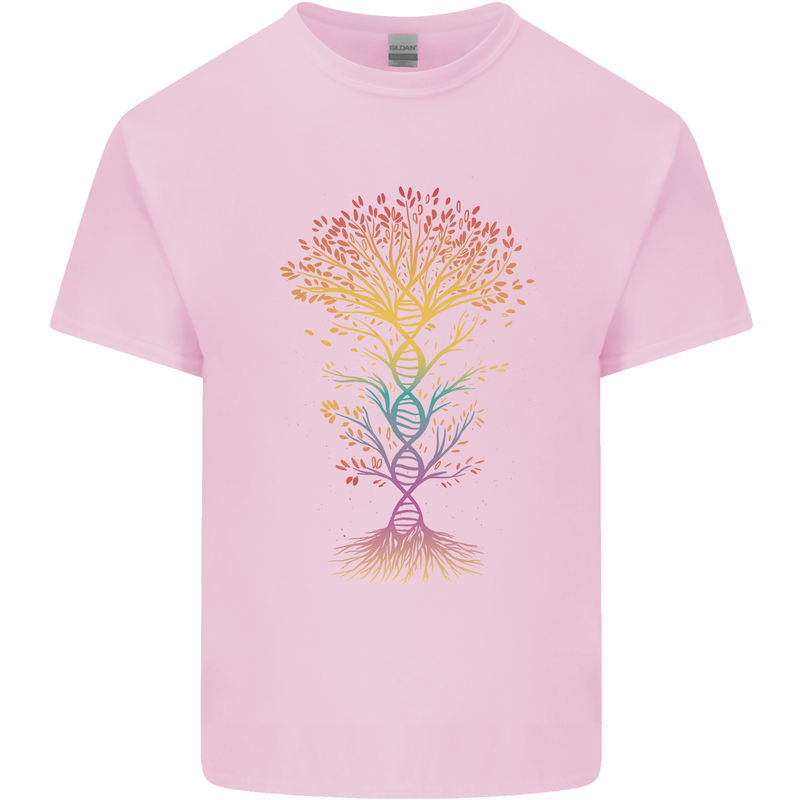 Colourful DNA Tree Biology Science Mens Cotton T-Shirt Tee Top Light Pink