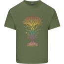Colourful DNA Tree Biology Science Mens Cotton T-Shirt Tee Top Military Green