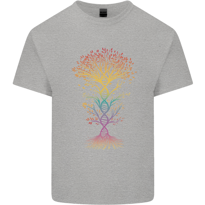 Colourful DNA Tree Biology Science Mens Cotton T-Shirt Tee Top Sports Grey