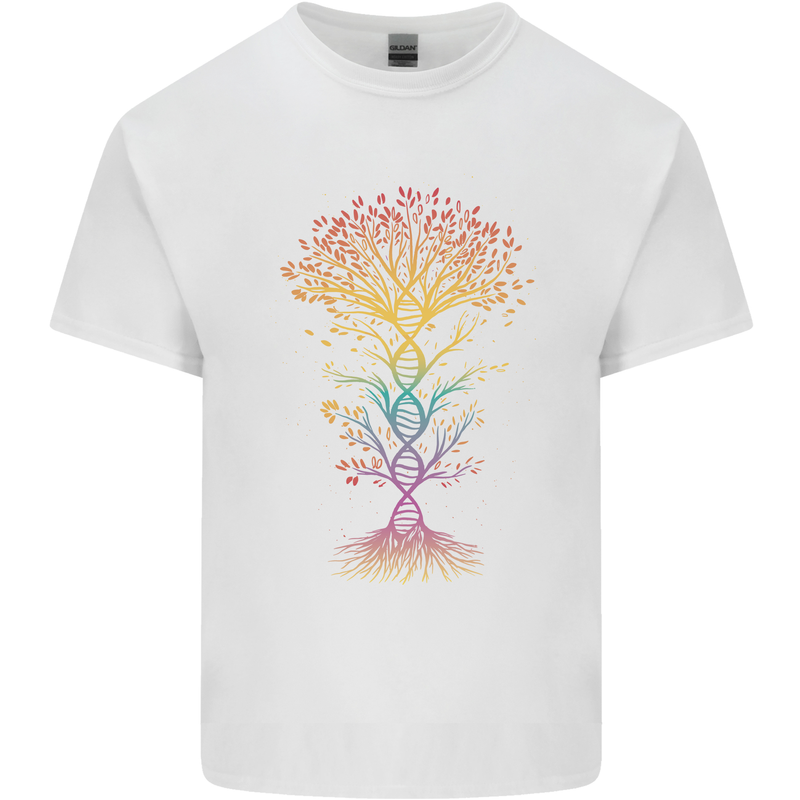 Colourful DNA Tree Biology Science Mens Cotton T-Shirt Tee Top White