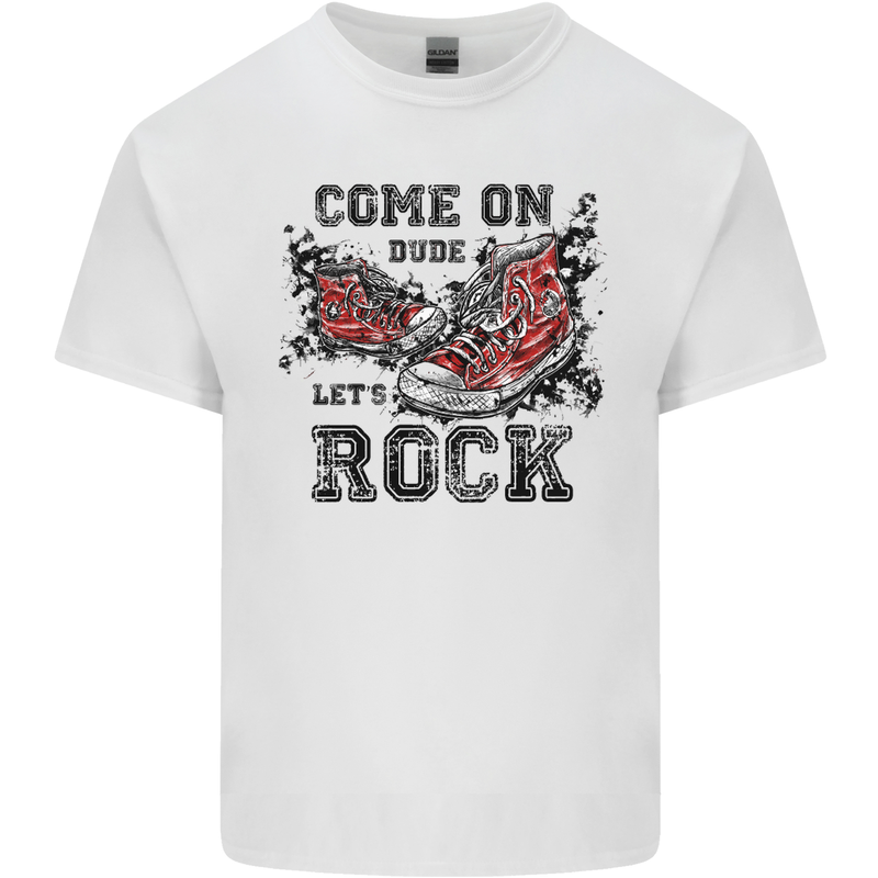 Come on Dude Let's Rock Trainers Mens Cotton T-Shirt Tee Top White