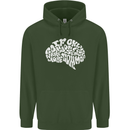 Common Sense Brain Funny Sarcasm Slogan Childrens Kids Hoodie Forest Green