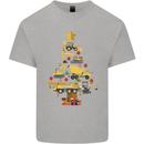 Construction Christmas Tree Digger Lorry Crane Kids T-Shirt Childrens Sports Grey