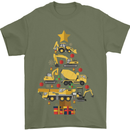Construction Christmas Tree Digger Lorry Crane Mens T-Shirt 100% Cotton Military Green