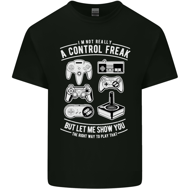 Control Freak Funny Gaming Gamer Mens Cotton T-Shirt Tee Top Black