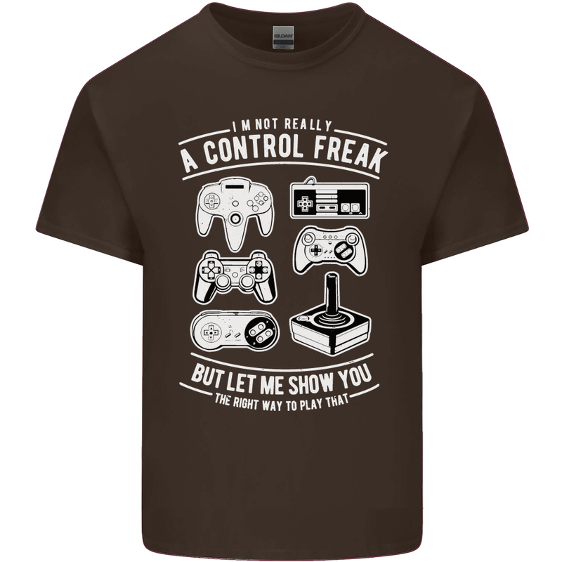 Control Freak Funny Gaming Gamer Mens Cotton T-Shirt Tee Top Dark Chocolate