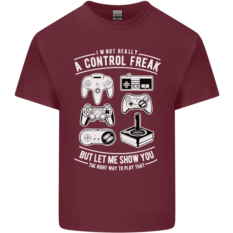 Control Freak Funny Gaming Gamer Mens Cotton T-Shirt Tee Top Maroon