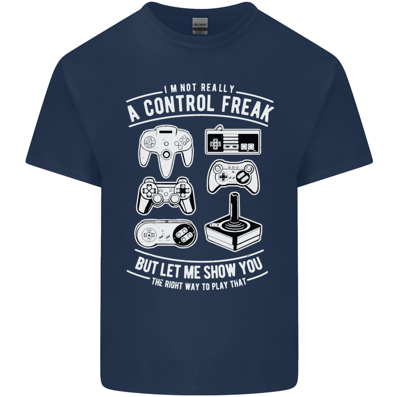 Control Freak Funny Gaming Gamer Mens Cotton T-Shirt Tee Top Navy Blue