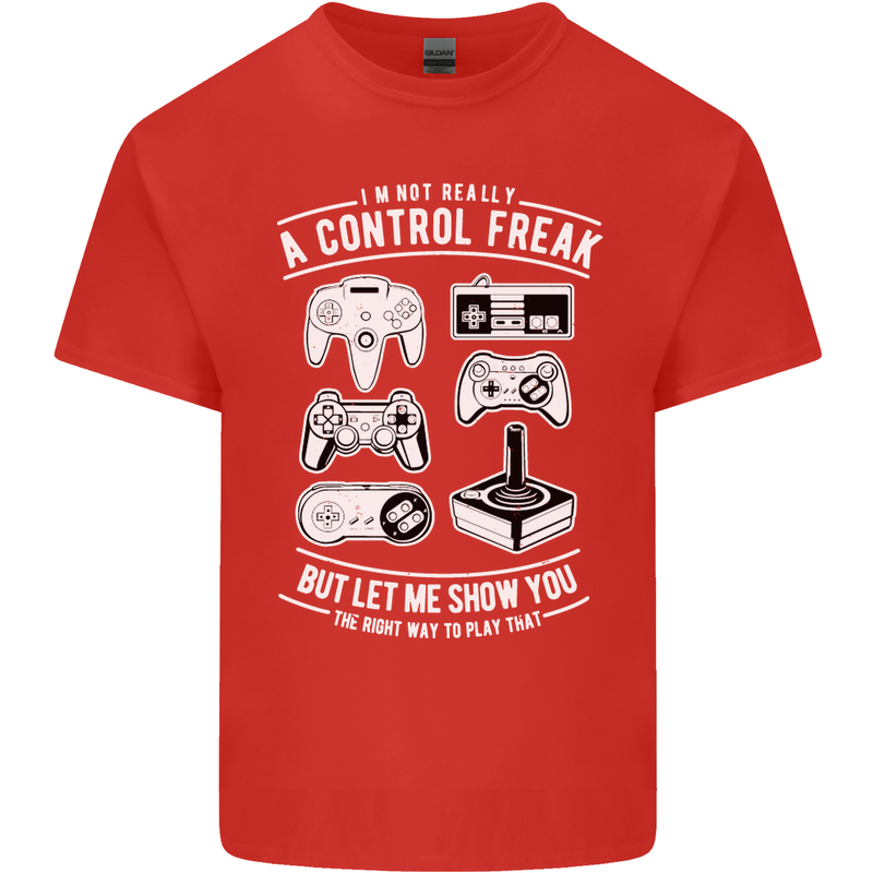 Control Freak Funny Gaming Gamer Mens Cotton T-Shirt Tee Top Red