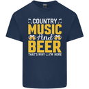 Country Music & Beer Thats Why Im Here Kids T-Shirt Childrens Navy Blue