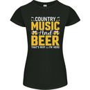 Country Music & Beer Thats Why Im Here Womens Petite Cut T-Shirt Black