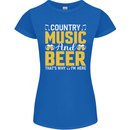 Country Music & Beer Thats Why Im Here Womens Petite Cut T-Shirt Royal Blue