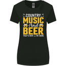 Country Music & Beer Thats Why Im Here Womens Wider Cut T-Shirt Black